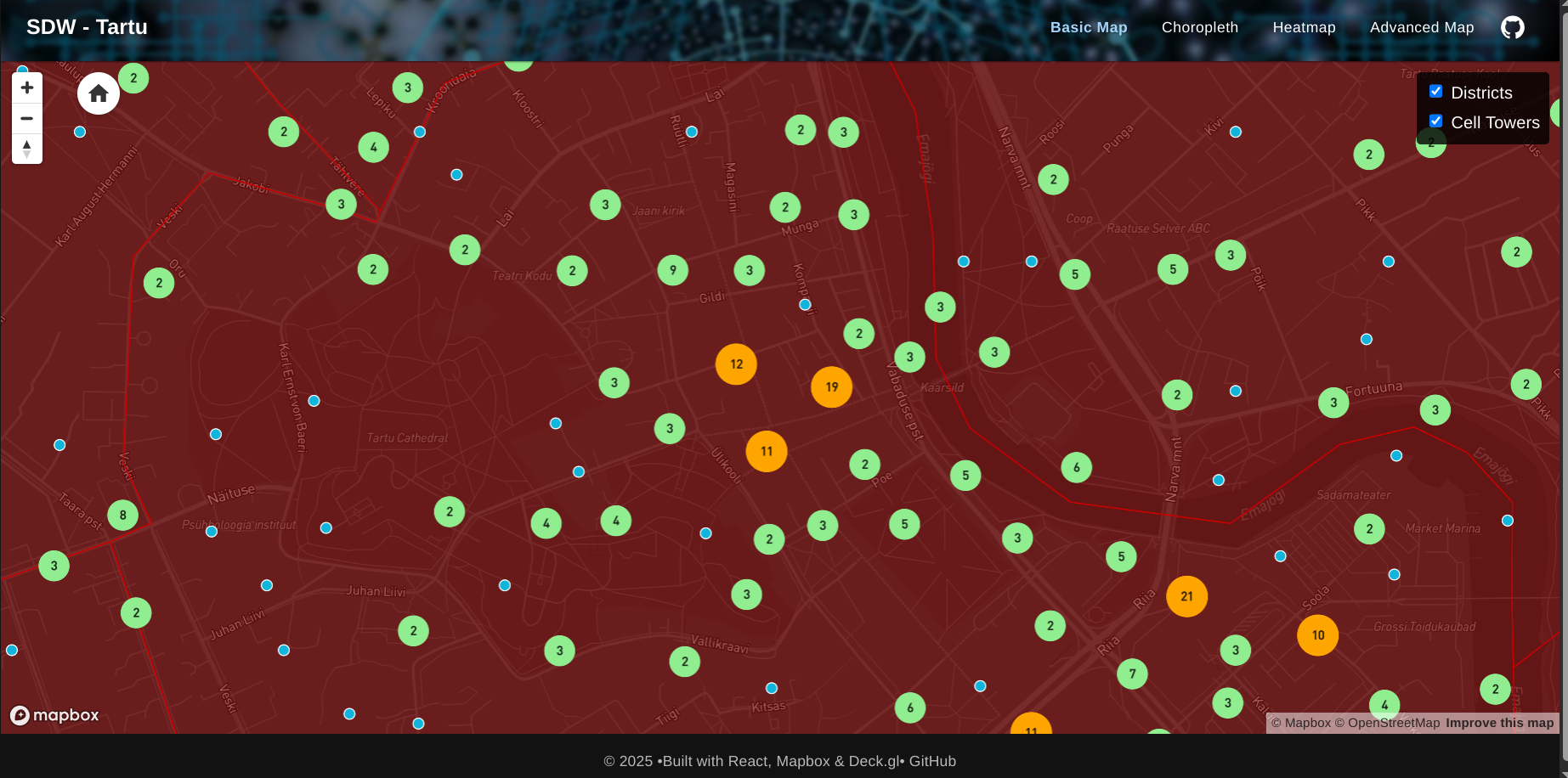 Tartu Cell Towers Visualization